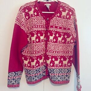 Festive Red Reindeer Women's Cardigan
